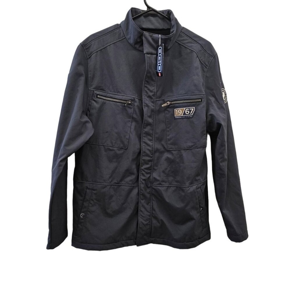 Ogio 1967 Logo on Front Men's Jacket Gray Size M Full-Zip Multiple Pockets. BNWT
